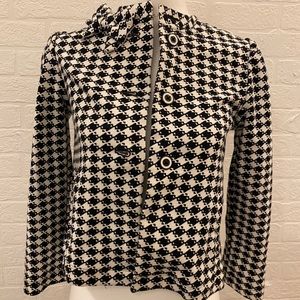 Girls black and white checkered blazer.